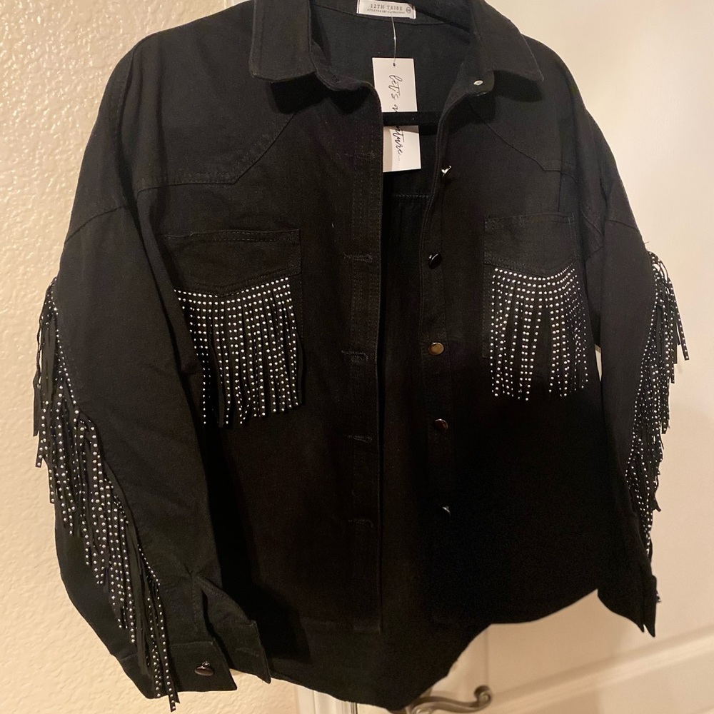 Fleetwood Black Fringe Denim Jacket